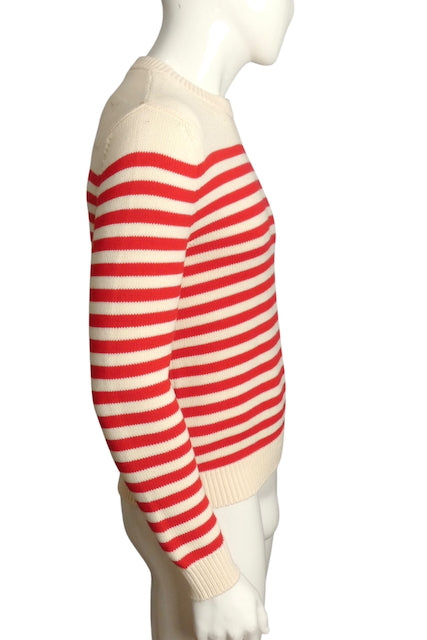 GUCCI- NWT 2023 Red & Ivory Stripe Sweater, Size XS