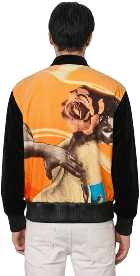 PIERRE CARDIN BOUTIQUE - 2007 Graphic Print Velveteen Jacket, Size Large