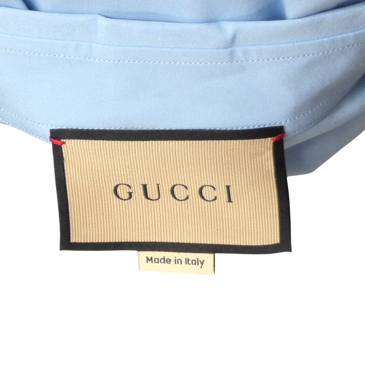 GUCCI- Blue Poplin Shirt with Removable Lower Sleeves, Size Medium