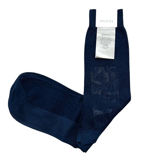 GUCCI - NWT  Navy Silk & Cotton Dress Socks, Size-Medium