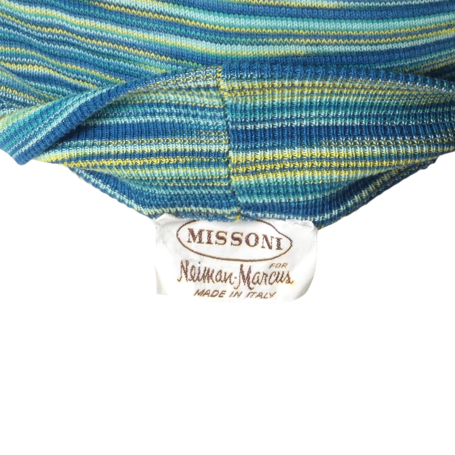 MISSONI- 1970s Mock Neck Striped Knit Shirt, Size Large