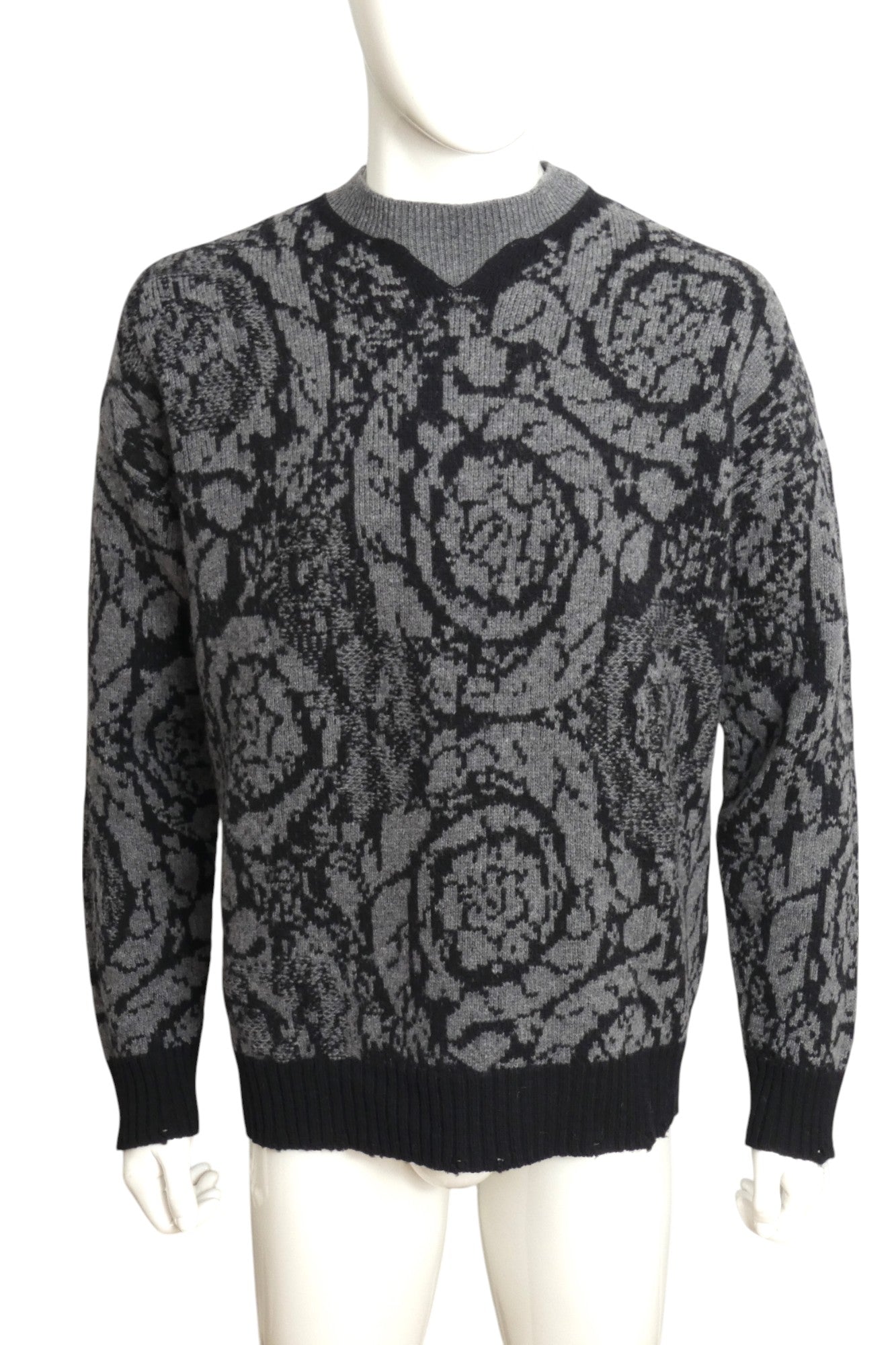 VERSACE- NWT Grey & Black Wool Sweater, Multiple Sizes Available