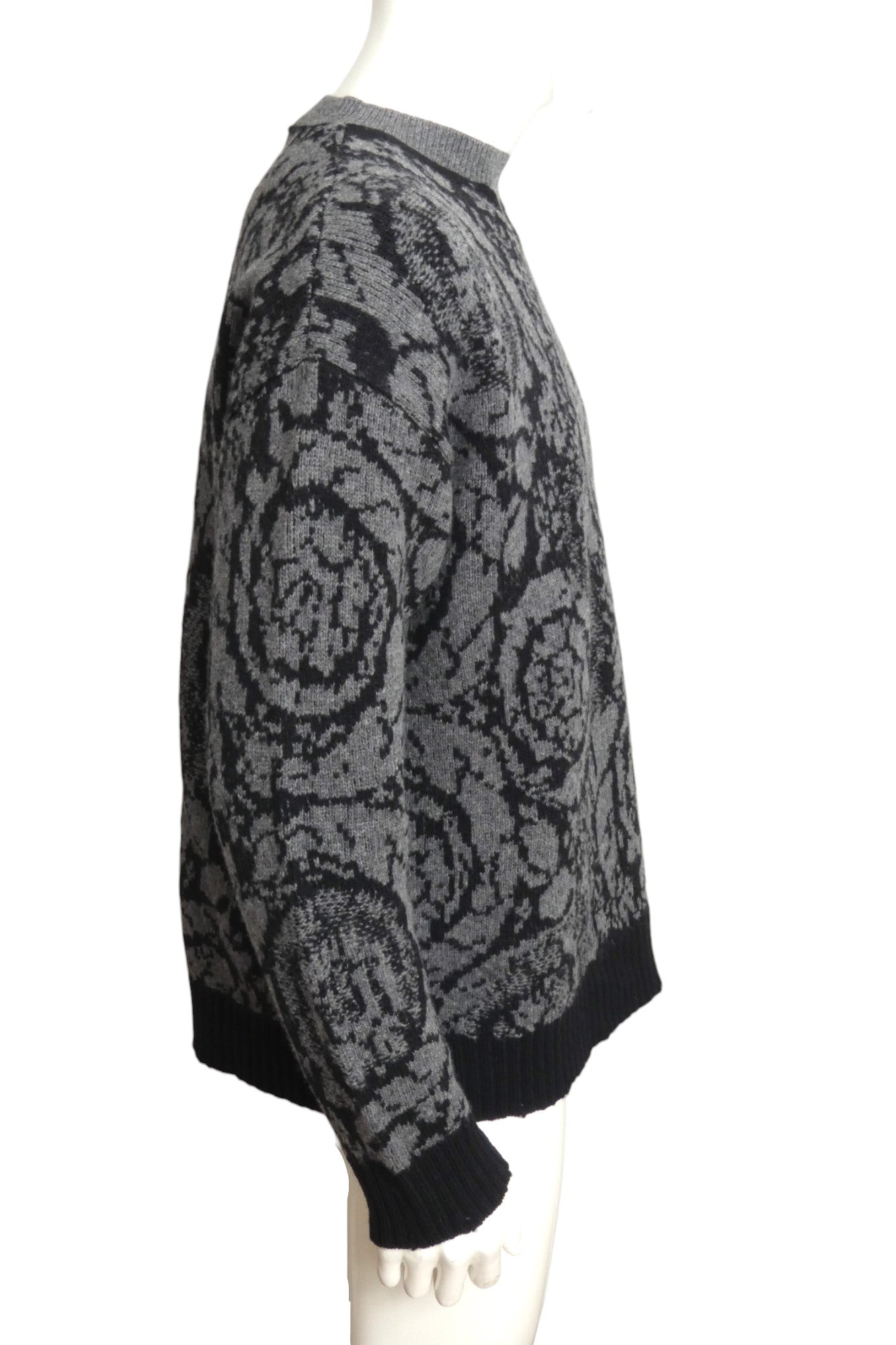 VERSACE- NWT Grey & Black Wool Sweater, Multiple Sizes Available