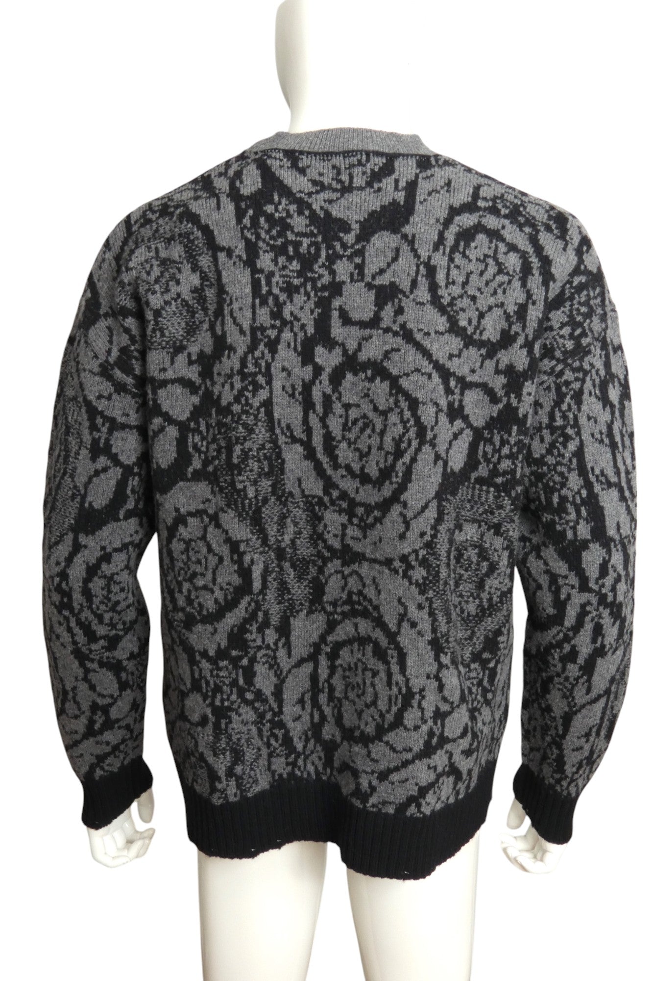VERSACE- NWT Grey & Black Wool Sweater, Multiple Sizes Available