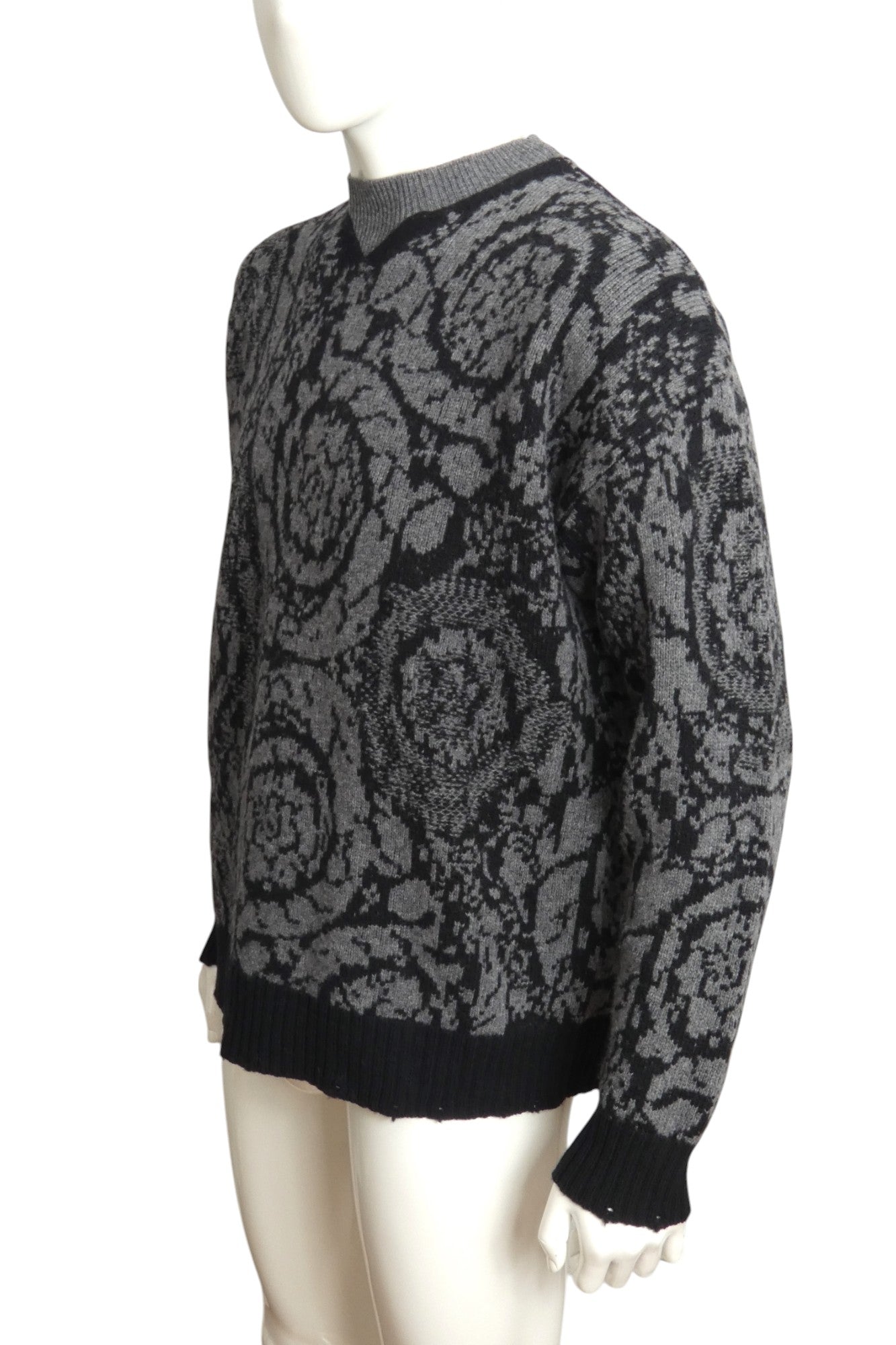 VERSACE- NWT Grey & Black Wool Sweater, Multiple Sizes Available