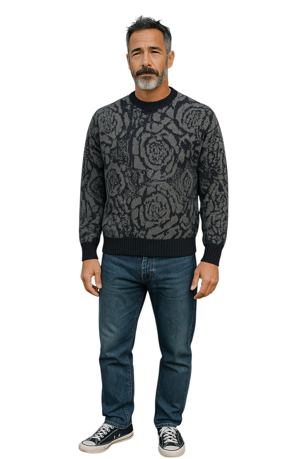 VERSACE- NWT Grey & Black Wool Sweater, Multiple Sizes Available