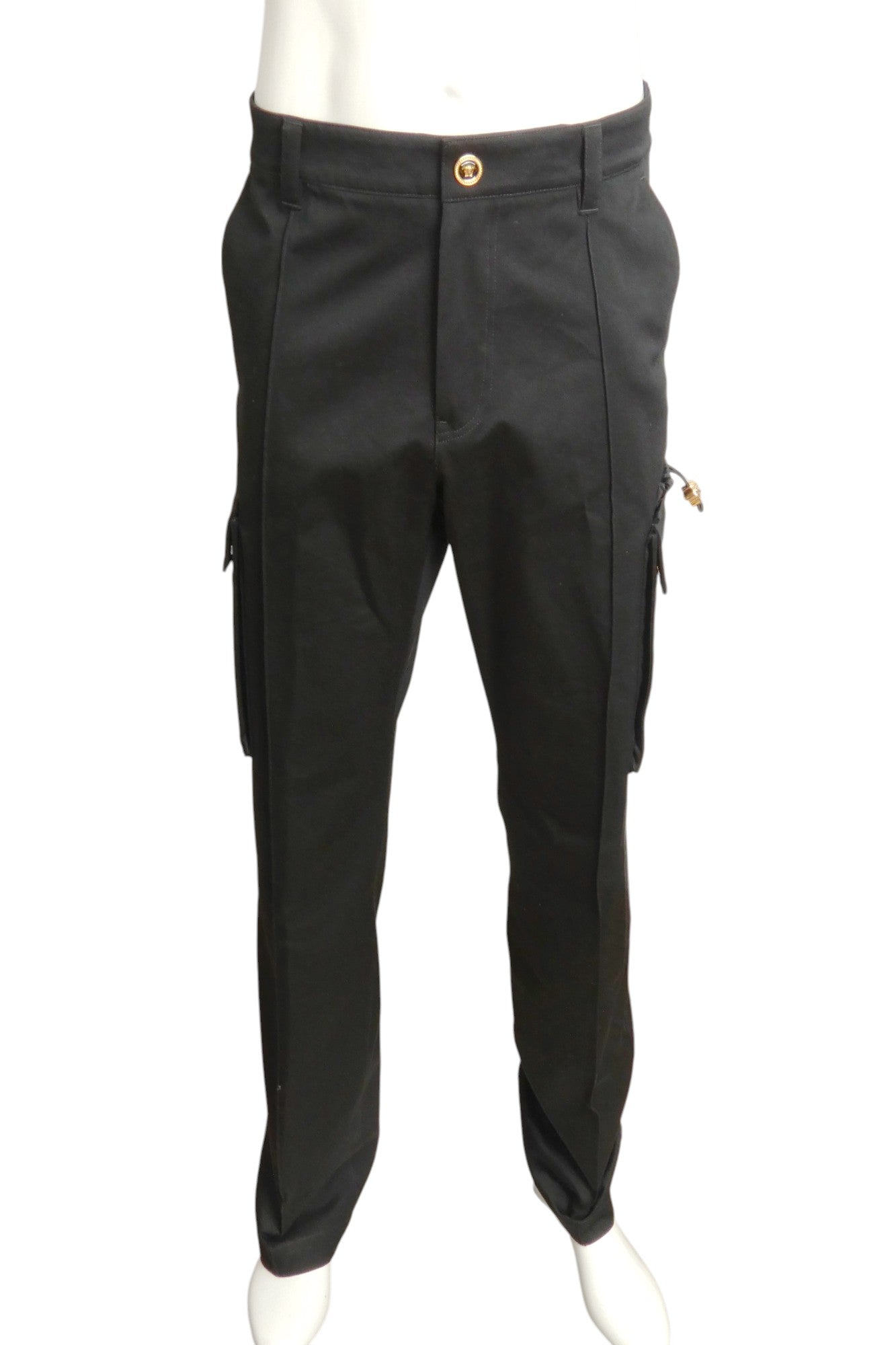 VERSACE- NWT Black Cotton Cargo Pants, Multiple Sizes Available