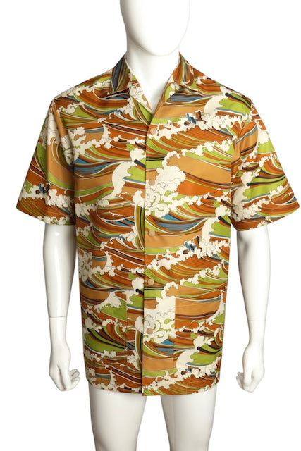 GUCCI- NWT 2023 Striped Waves Bowling Shirt, Size Medium