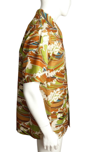 GUCCI- NWT 2023 Striped Waves Bowling Shirt, Size Medium