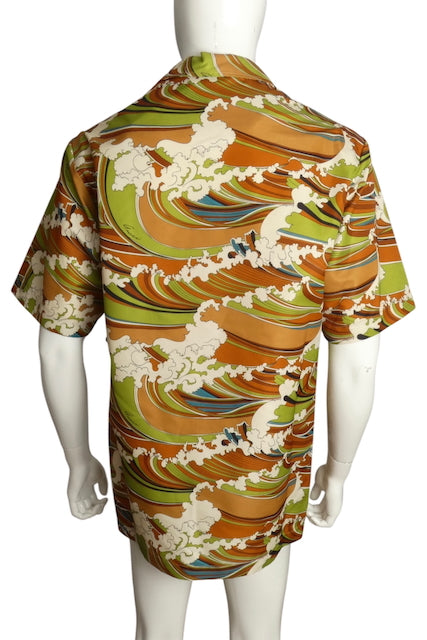 GUCCI- NWT 2023 Striped Waves Bowling Shirt, Size Medium