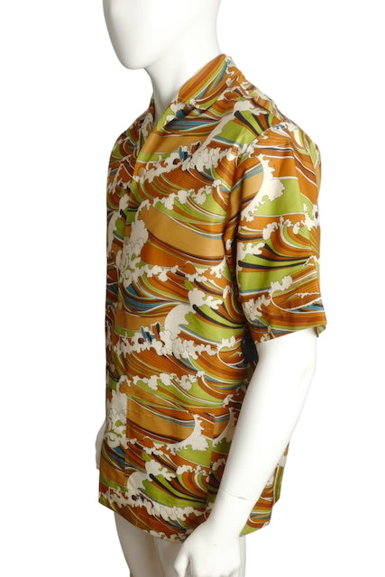 GUCCI- NWT 2023 Striped Waves Bowling Shirt, Size Medium