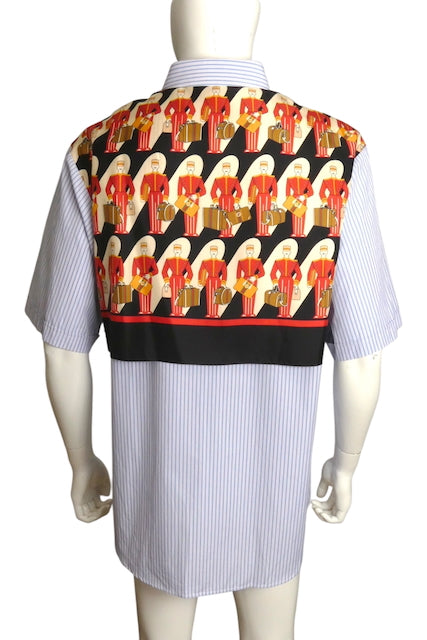 GUCCI- NWT 2023 PIxel Print & Stripe S/S Shirt, Size XL