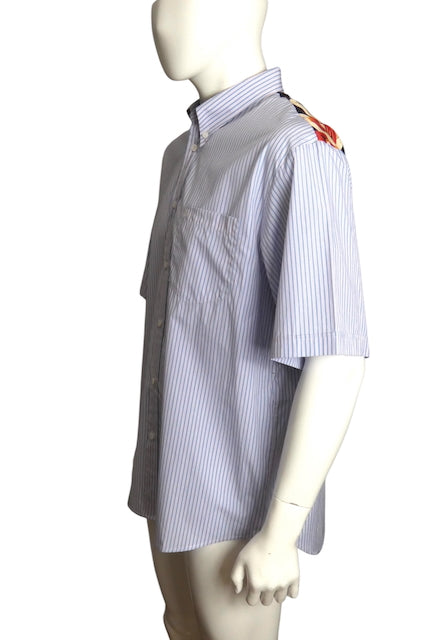 GUCCI- NWT 2023 PIxel Print & Stripe S/S Shirt, Size XL