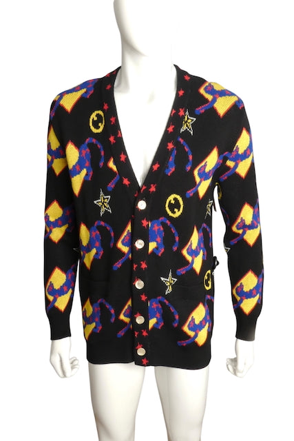 GUCCI- NWT 2023 Patterned Cotton Intarsia Cardigan, Size Small