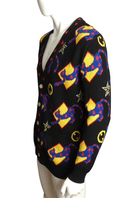 GUCCI- NWT 2023 Patterned Cotton Intarsia Cardigan, Size Small