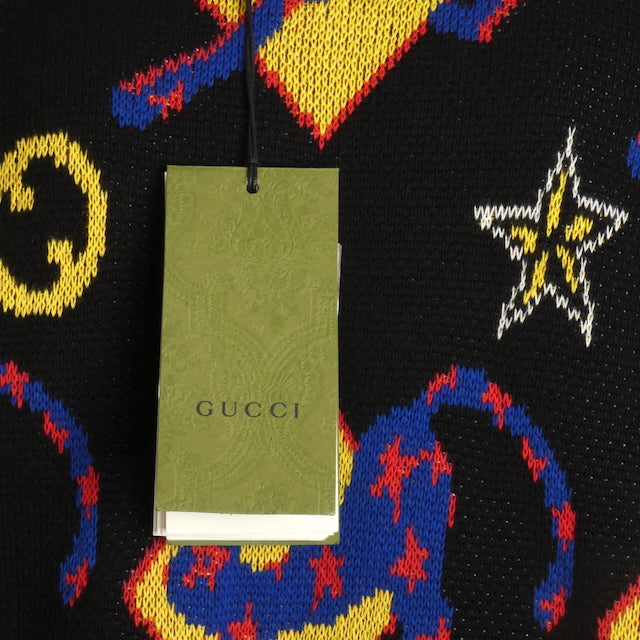GUCCI- NWT 2023 Patterned Cotton Intarsia Cardigan, Size Small