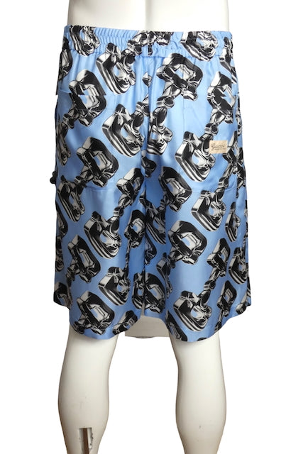 GUCCI- NWT 2024 3D Glass Horsebit Silk Shorts, Size Large
