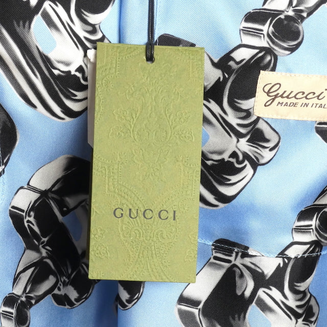 GUCCI- NWT 2024 3D Glass Horsebit Silk Shorts, Size Large