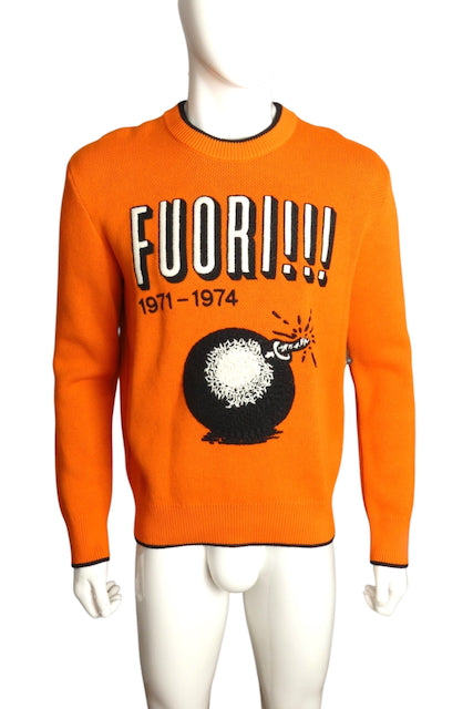 GUCCI- NWT 2023 Orange Wool Fuori Sweater, Size Large