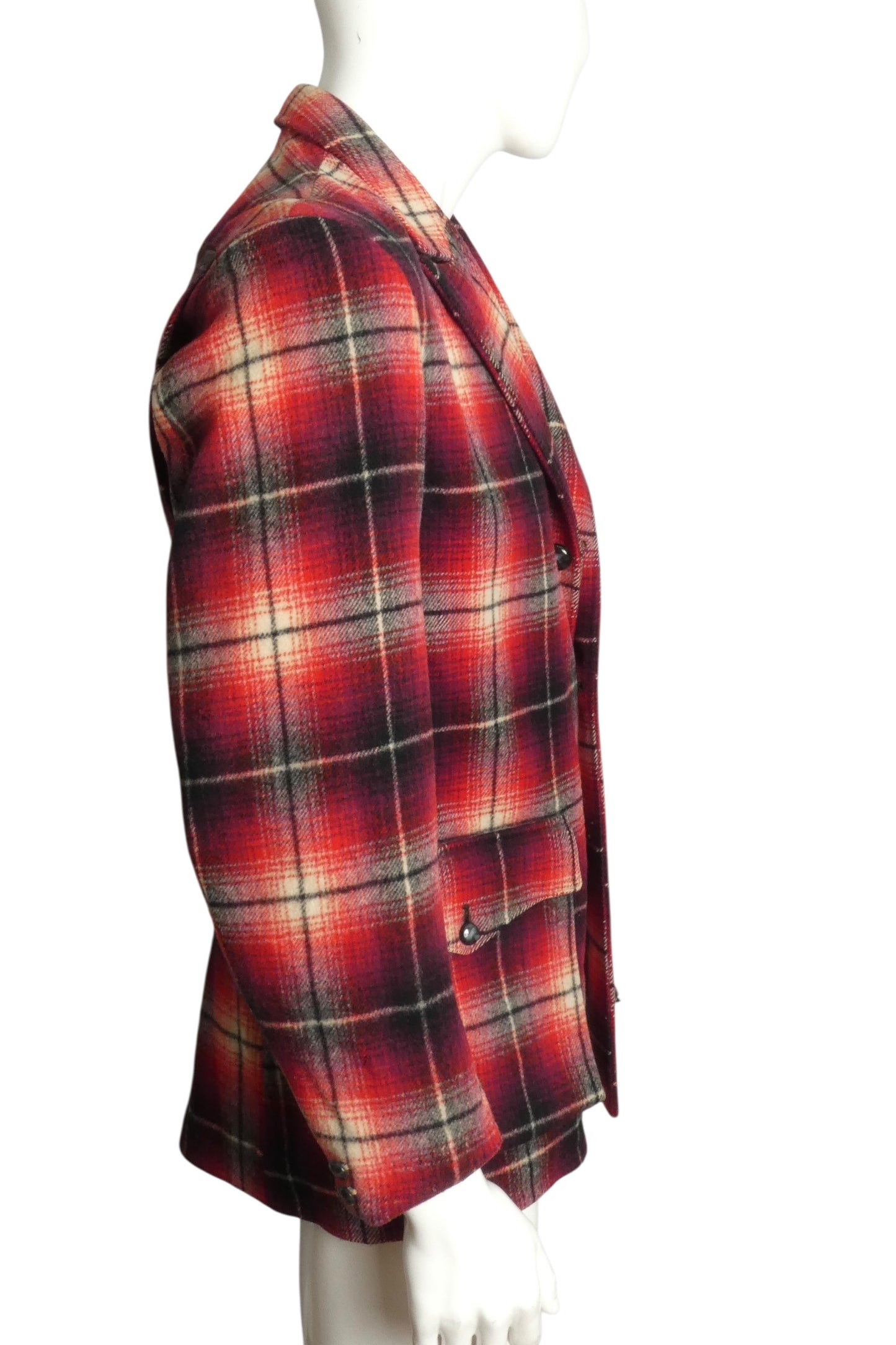 1940s Wool Plaid Jacket, Size Medium