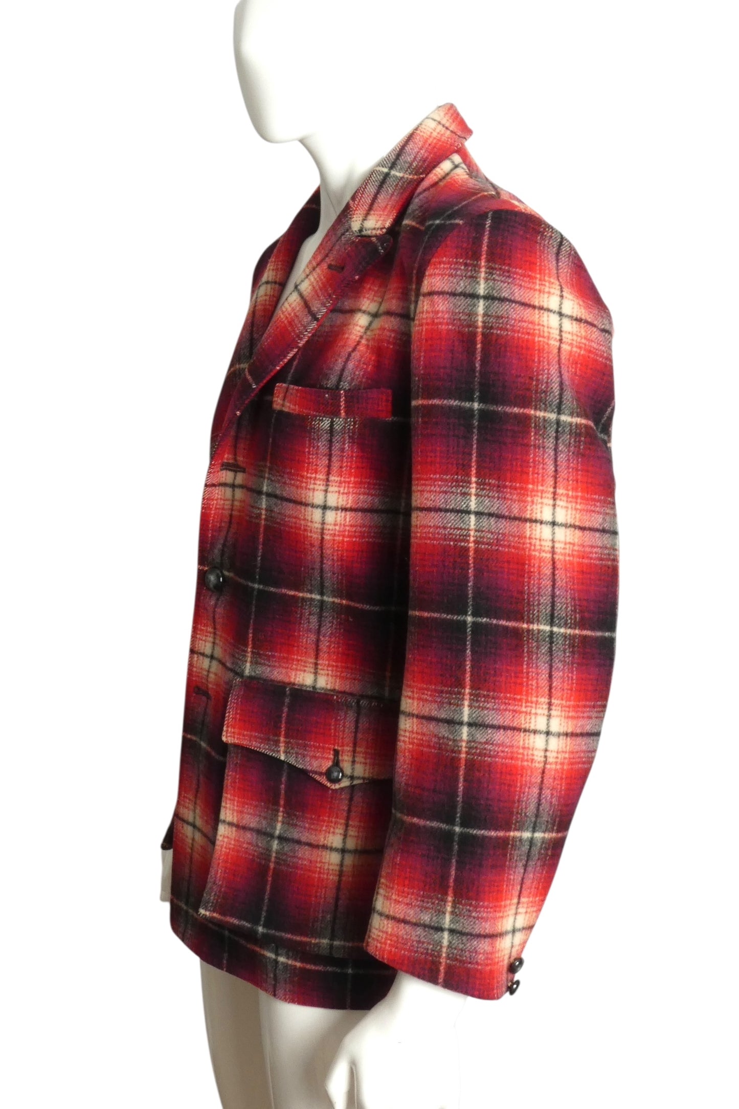 1940s Wool Plaid Jacket, Size Medium