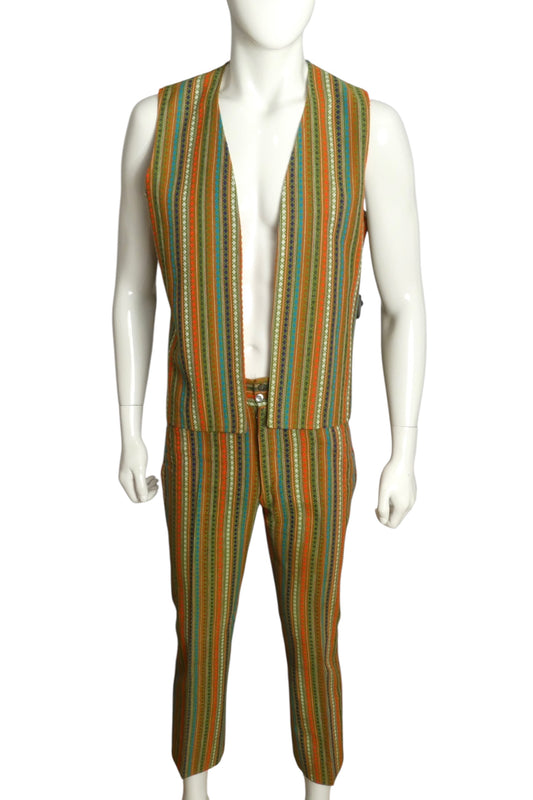 1960s Mod Pant & Vest Ensemble, Size Medium