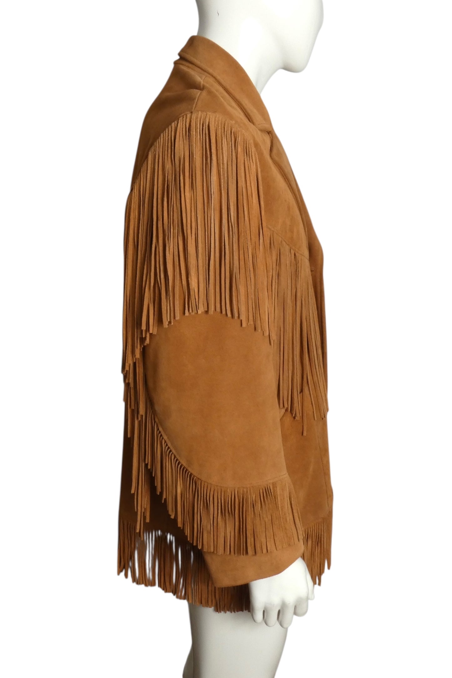 1980s Brown Suede Fringe Jacket, Size XL