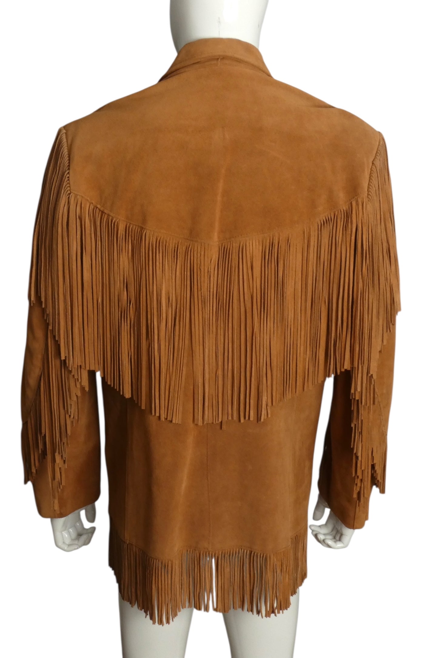 1980s Brown Suede Fringe Jacket, Size XL