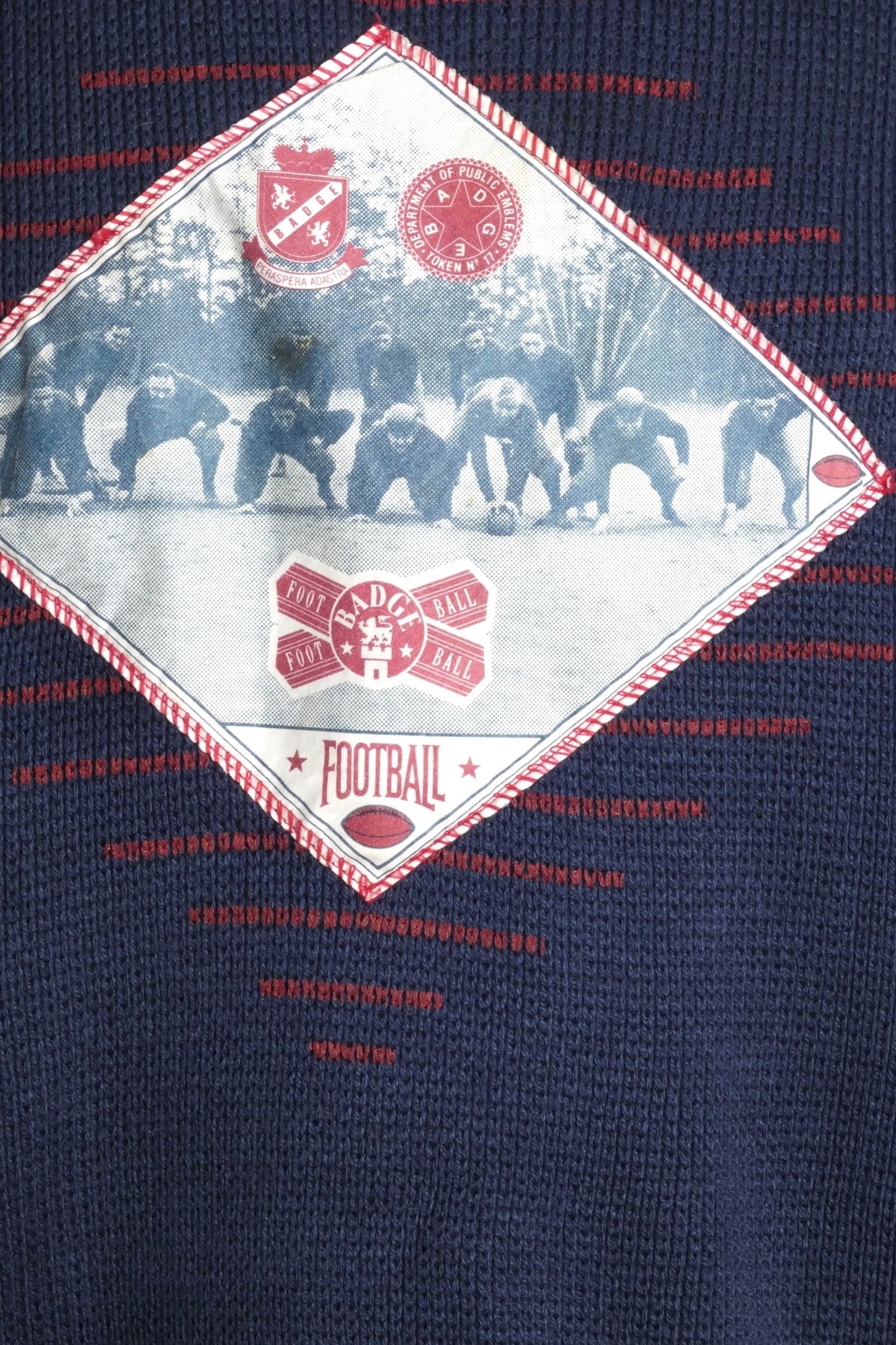 1990s Navy Knit Applique Sweater, Size Medium