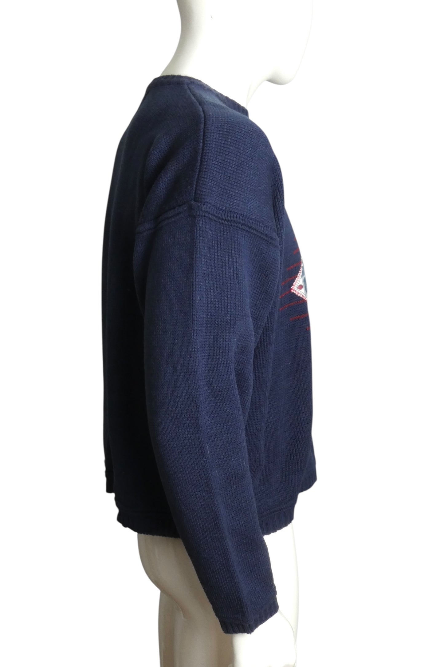 1990s Navy Knit Applique Sweater, Size Medium
