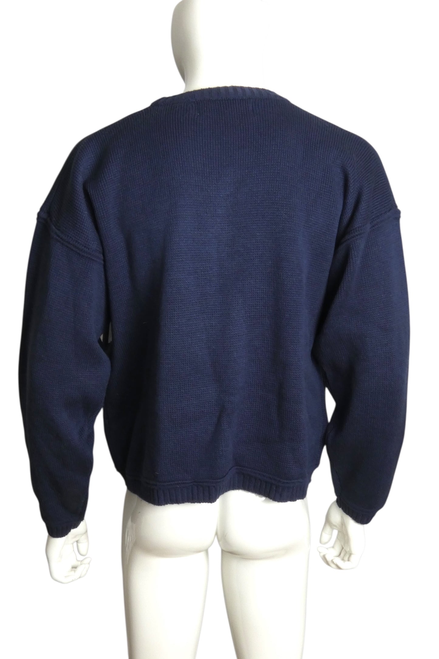 1990s Navy Knit Applique Sweater, Size Medium