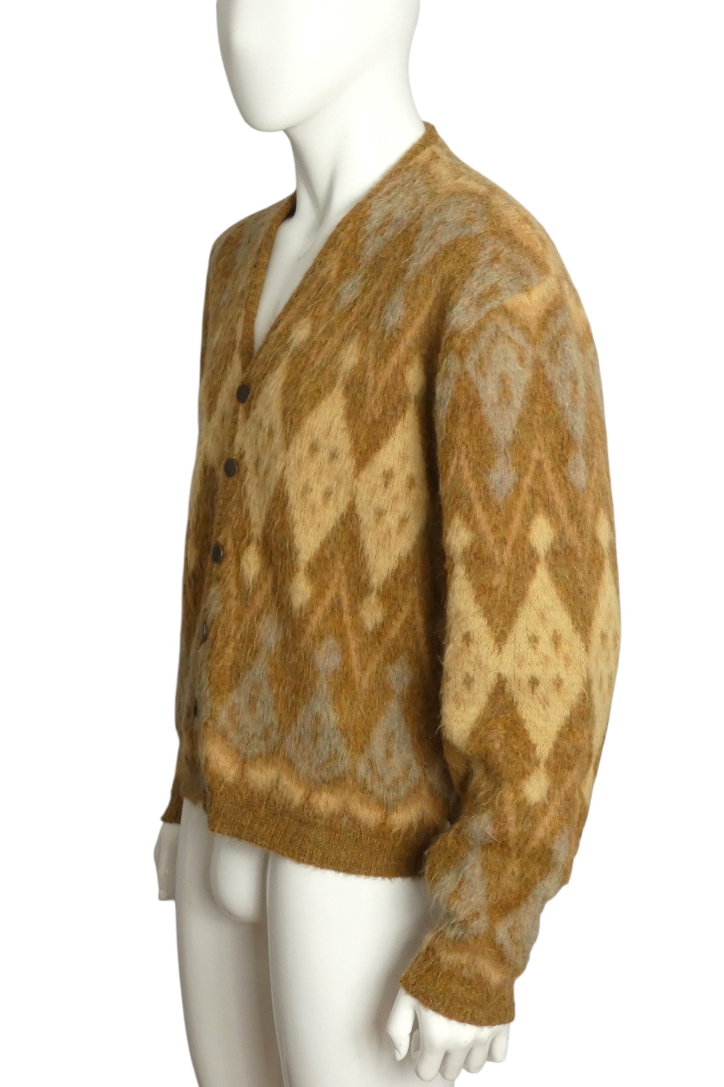 1960s Diamond Mohair Cardigan, Size Large