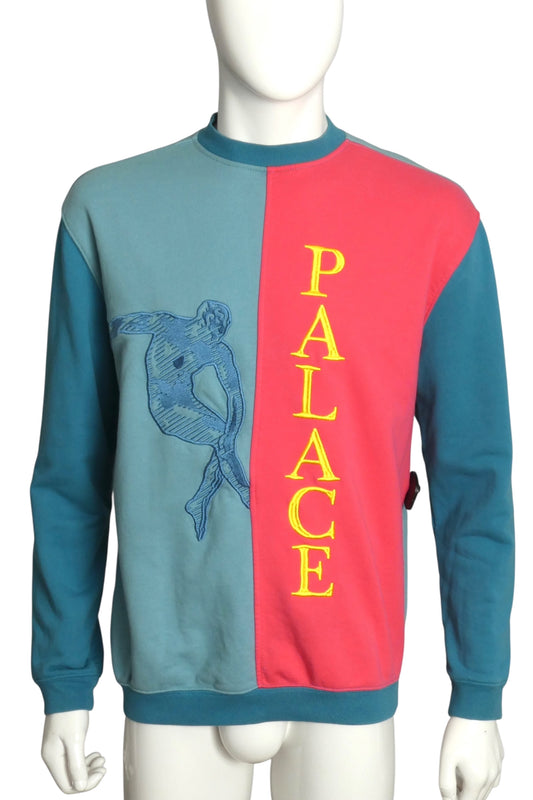 PALACE- Multi Color "Discuss Crew" Sweatshirt, Size Medium