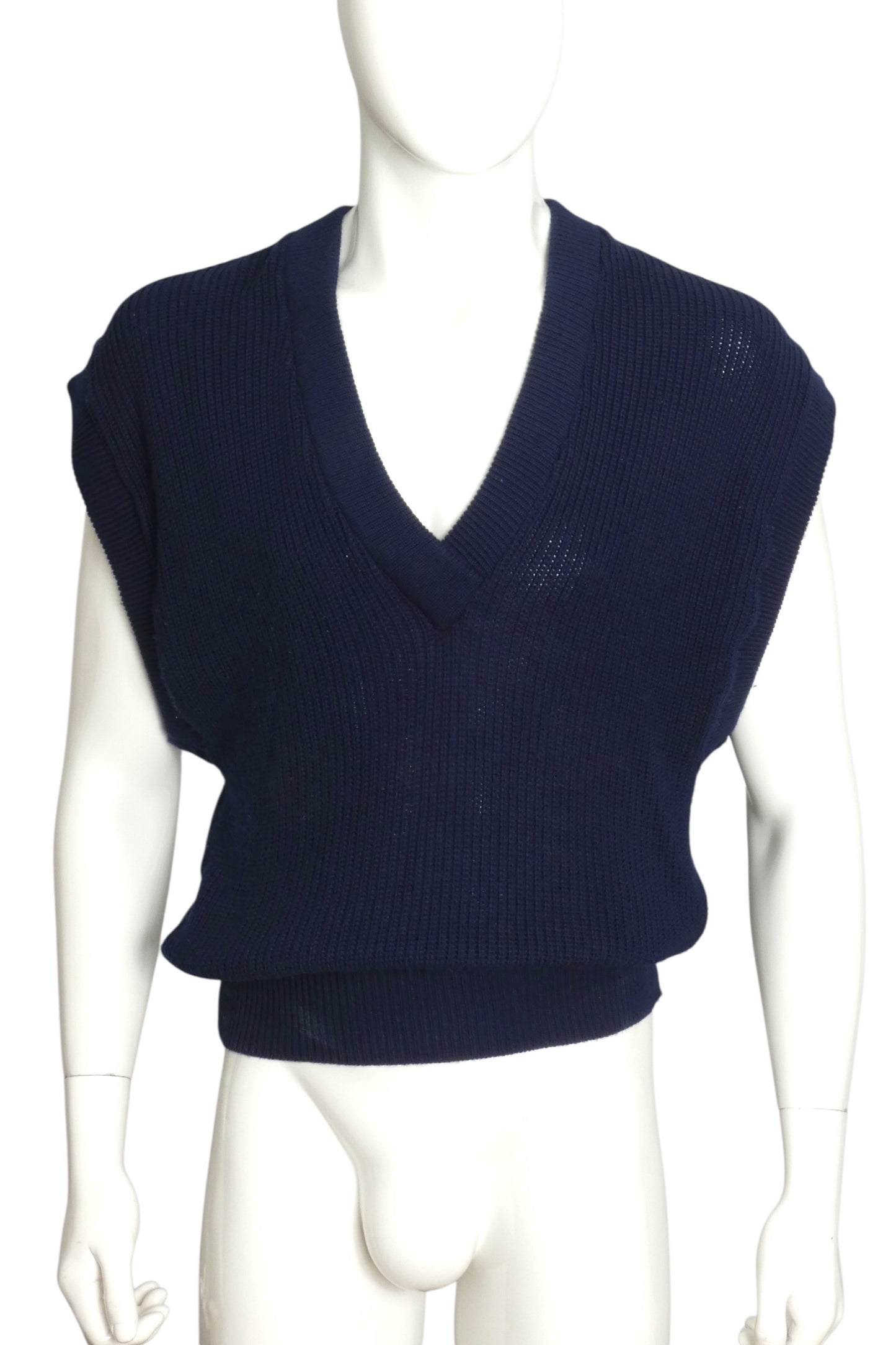 PIERRE CARDIN - 1980s Blue Knit Sweater Vest, Size Medium