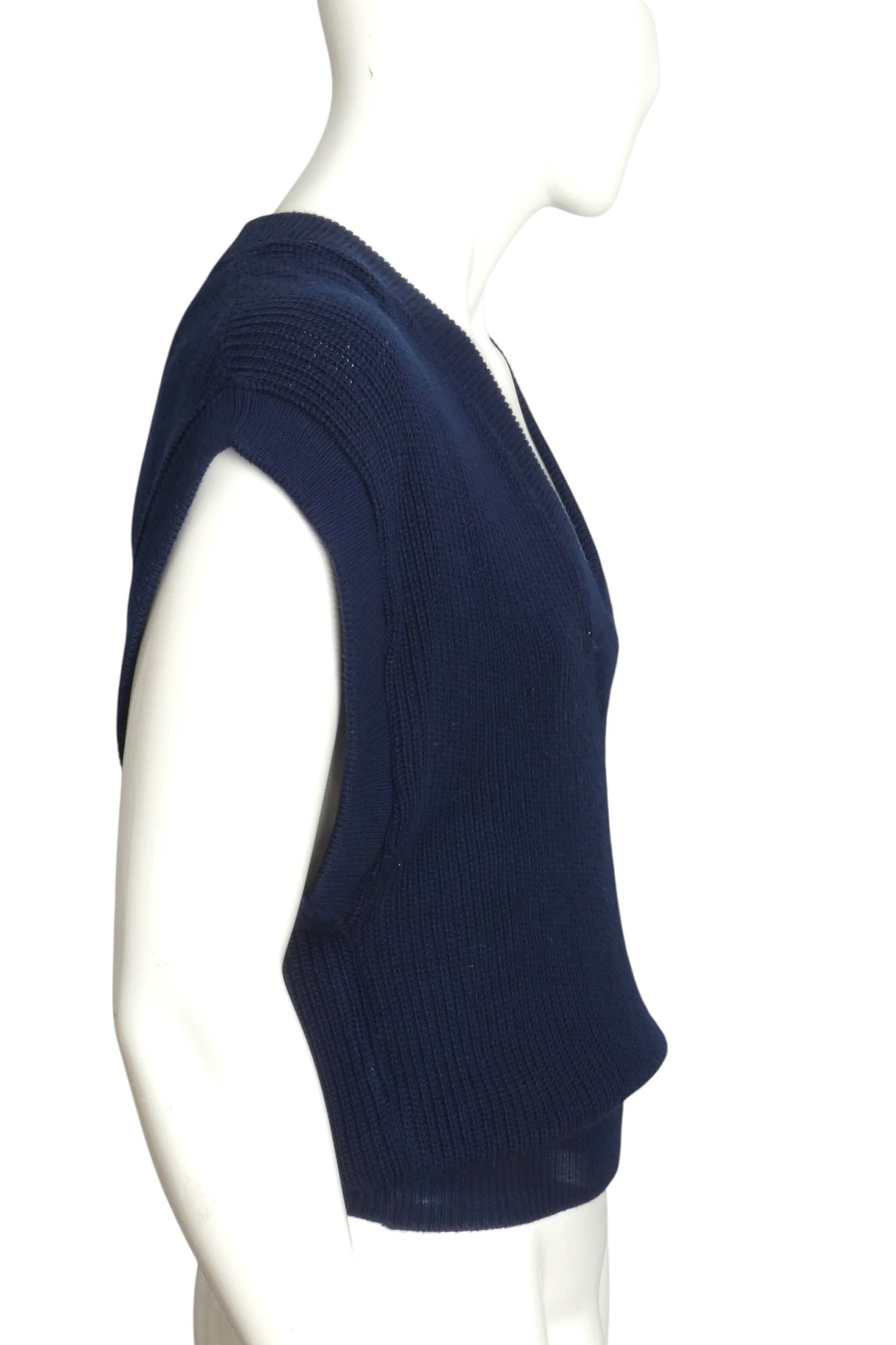 PIERRE CARDIN - 1980s Blue Knit Sweater Vest, Size Medium