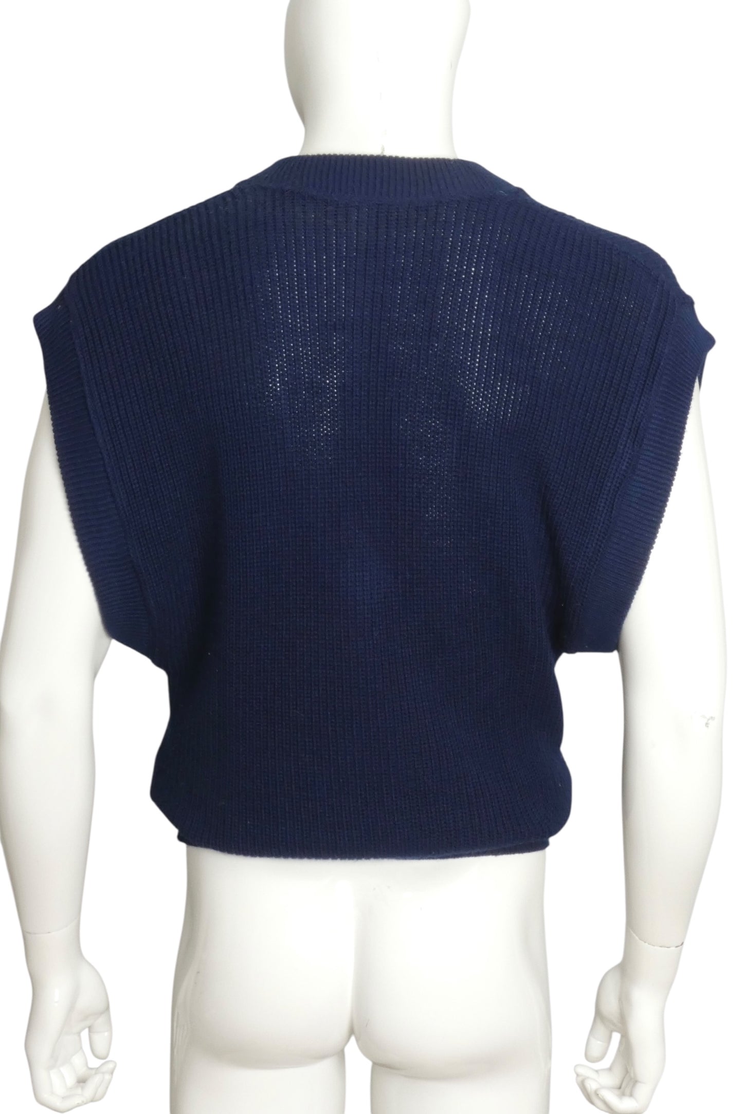 PIERRE CARDIN - 1980s Blue Knit Sweater Vest, Size Medium