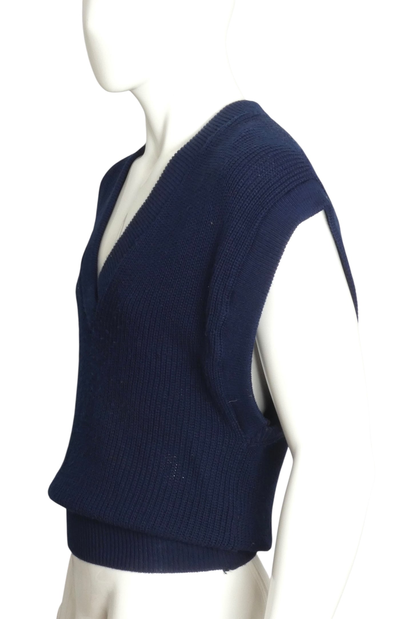 PIERRE CARDIN - 1980s Blue Knit Sweater Vest, Size Medium