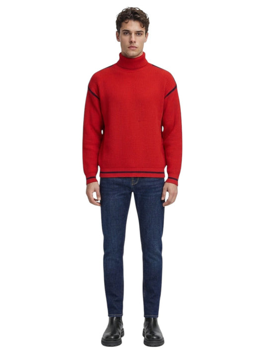 1980s Red Wool Sweater, Size Large