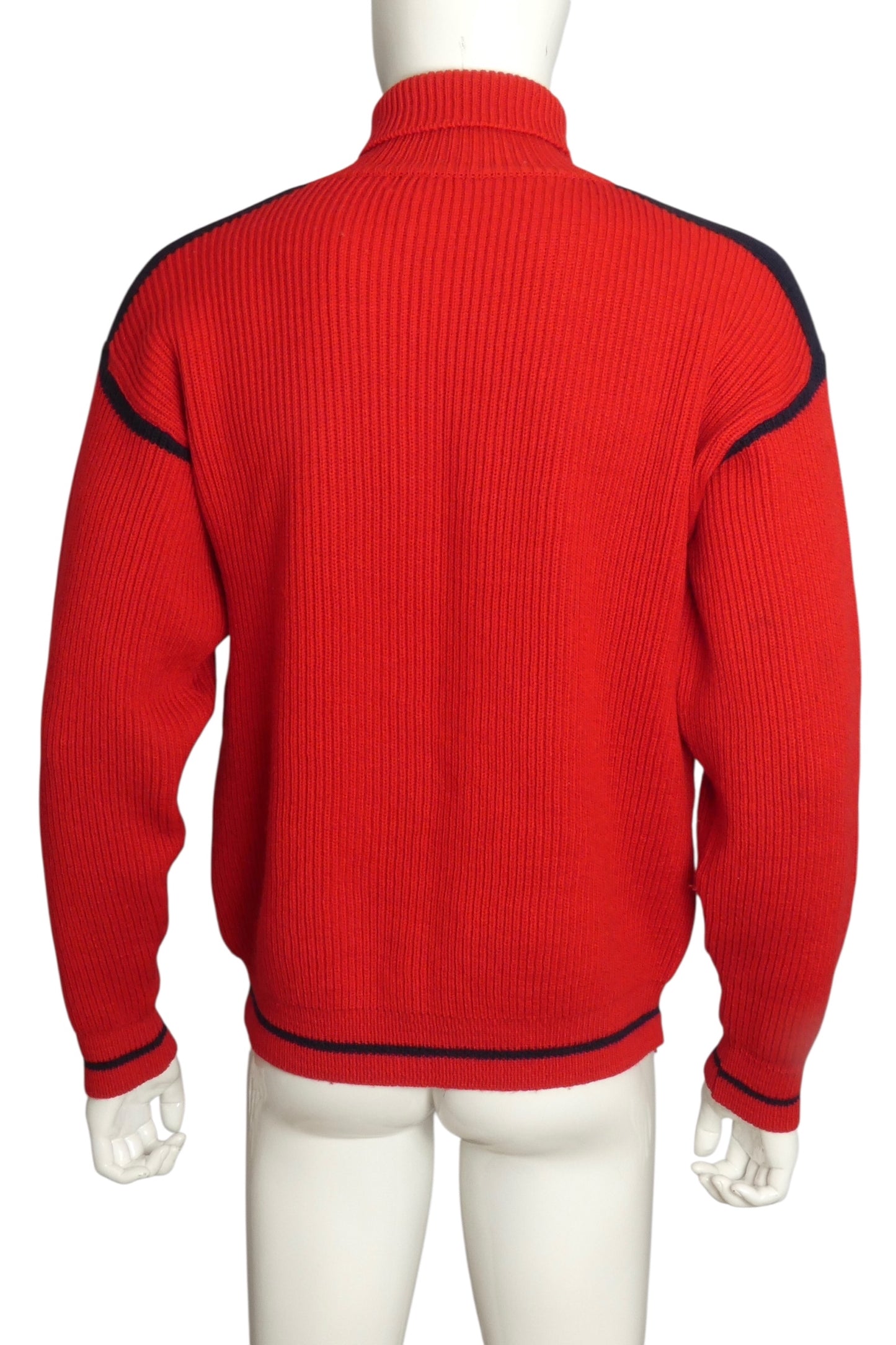 PIERRE CARDIN - 1980s Red Turtleneck Sweater, Size Large