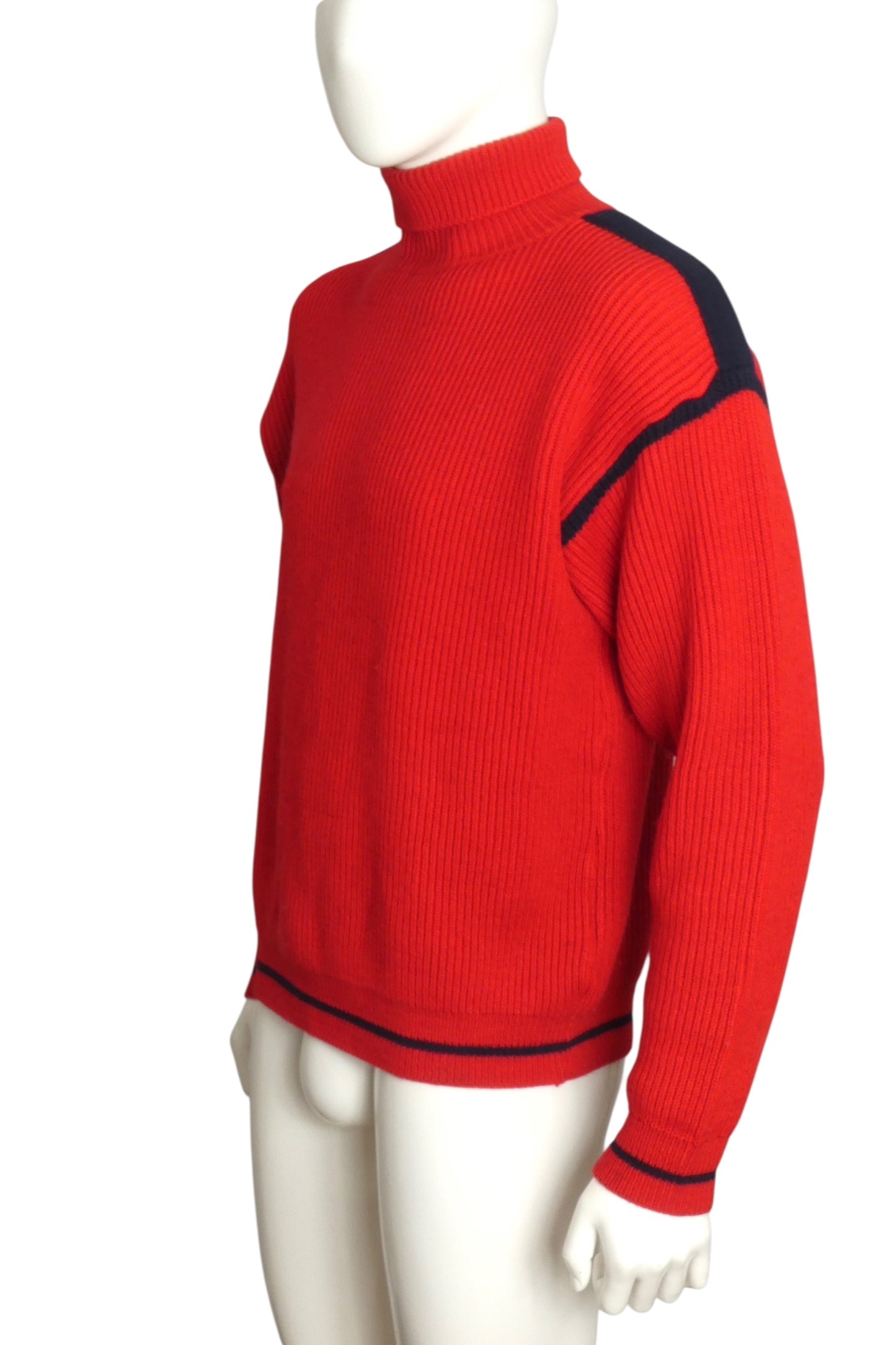PIERRE CARDIN - 1980s Red Turtleneck Sweater, Size Large