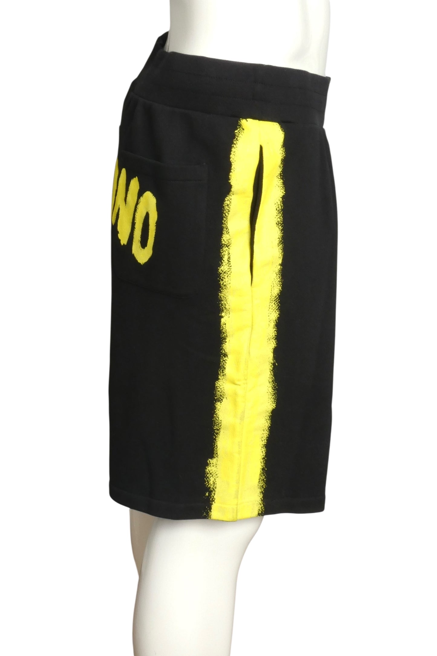 MOSCHINO COUTURE- NWT 2023 Black & Yellow Painted Knit Shorts, Size 38