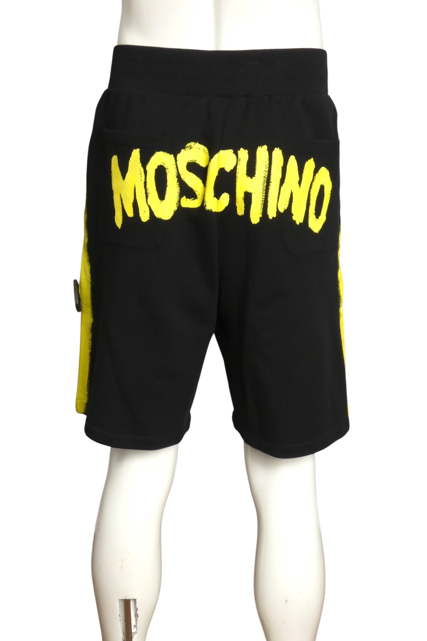 MOSCHINO COUTURE- NWT 2023 Black & Yellow Painted Knit Shorts, Size 38