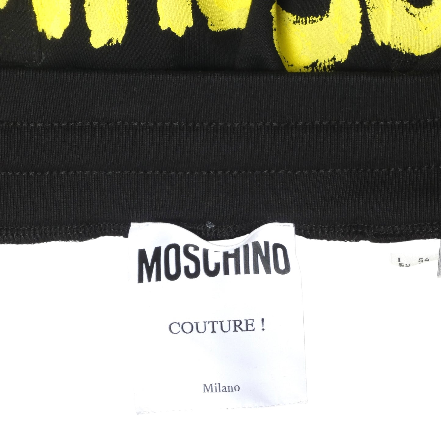 MOSCHINO COUTURE- NWT 2023 Black & Yellow Painted Knit Shorts, Size 38