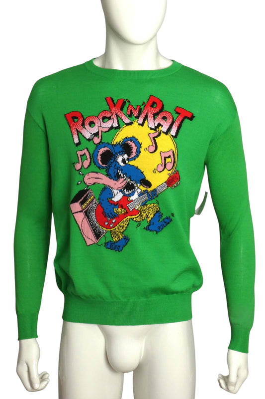 JEREMY SCOTT- NWT 2009 Rock N Roll Rat Intarsia Sweater, Size XS