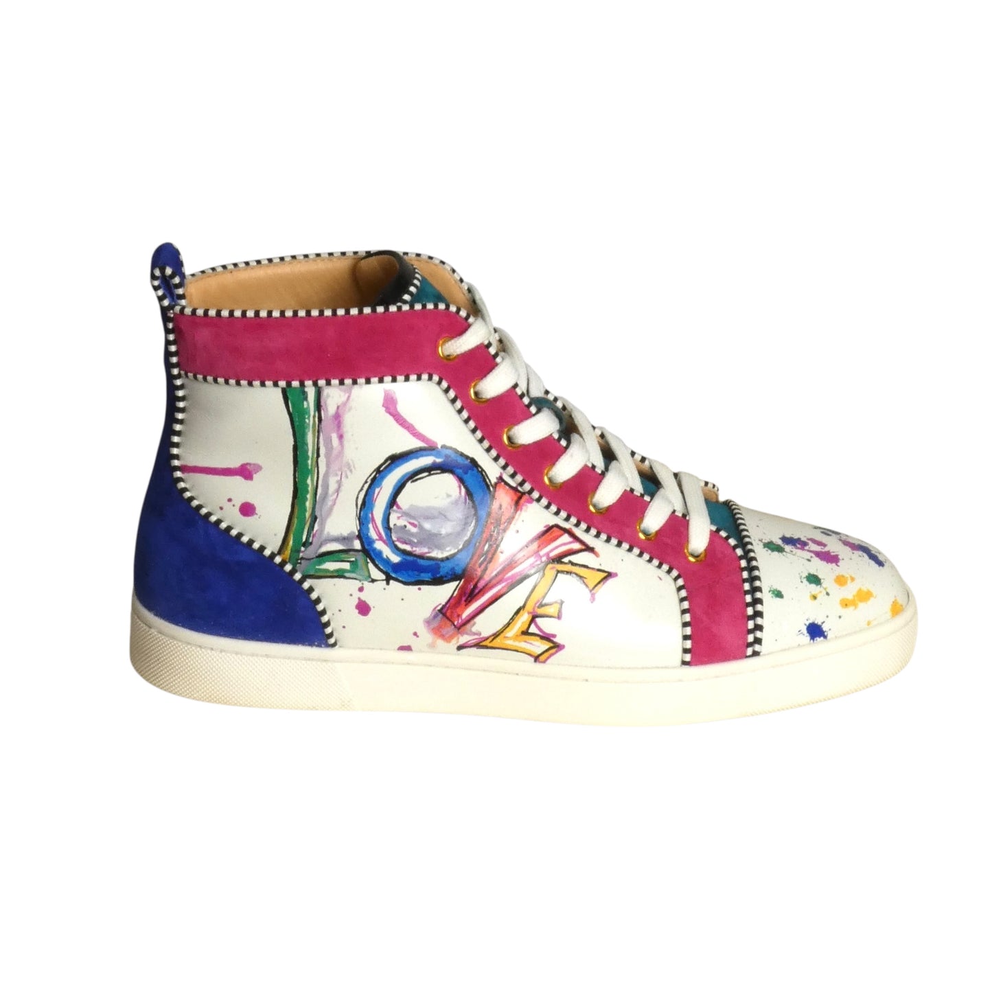 CHRISTIAN LOUBOUTIN- 2018 Louis Orlato Flat Calf Love Sneakers, Size 44