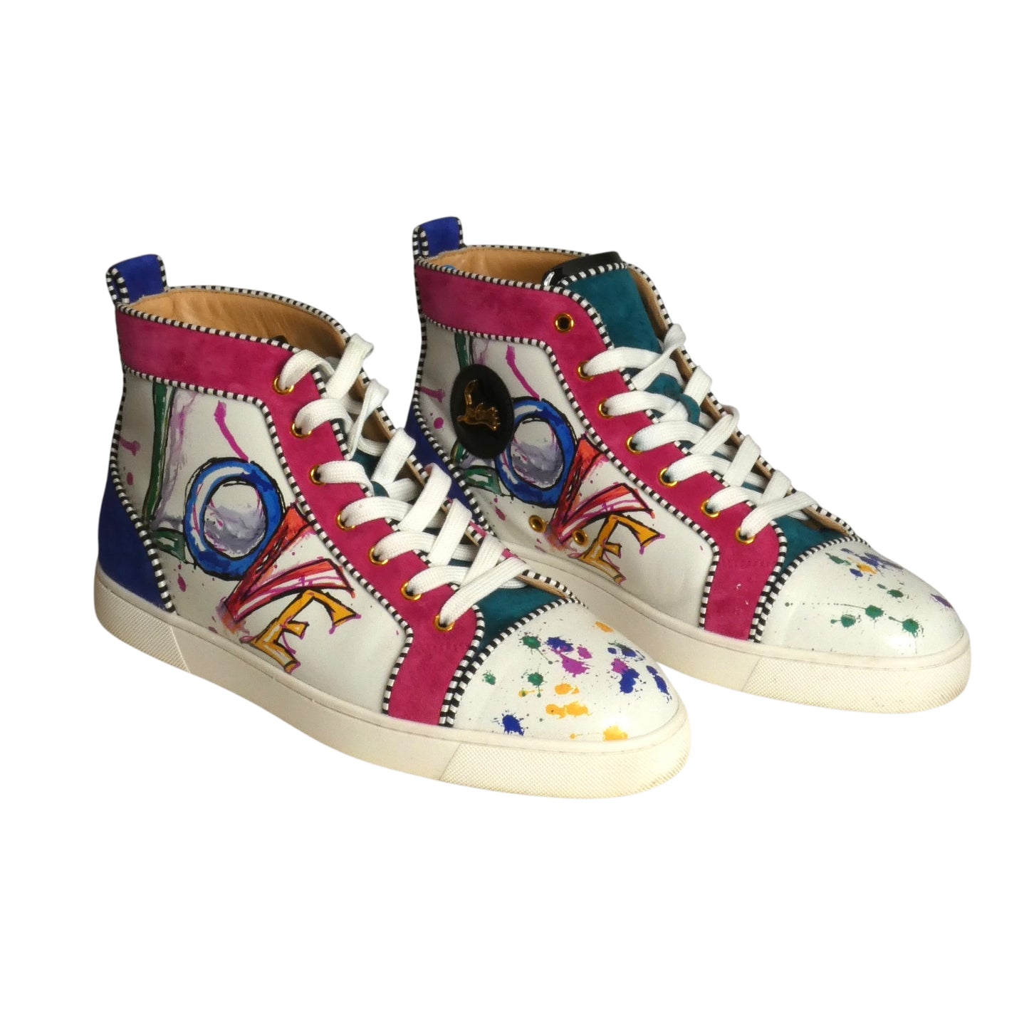 CHRISTIAN LOUBOUTIN- 2018 Louis Orlato Flat Calf Love Sneakers, Size 44