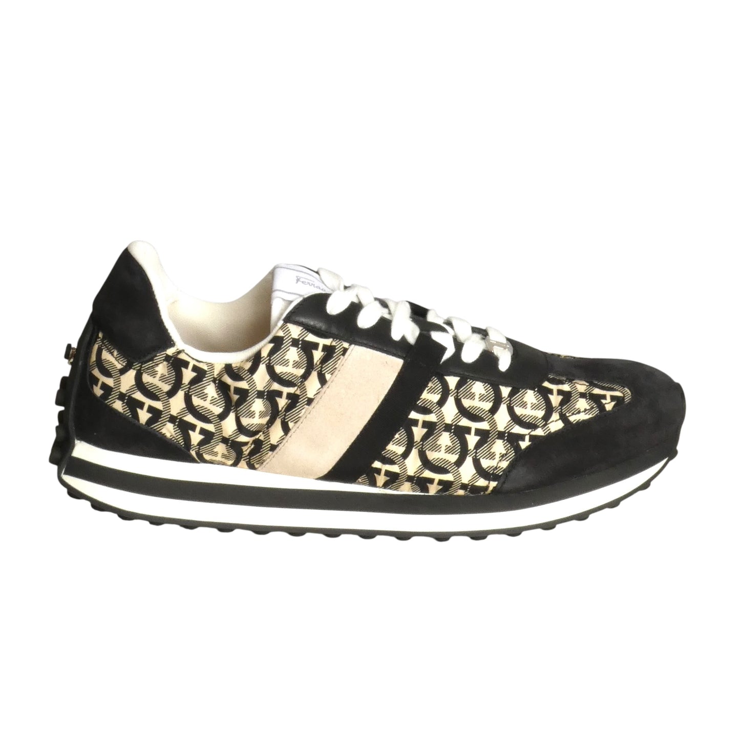 FERRAGAMO- NIB Gancini Nylon & Suede Logo Sneakers, Size 11.5