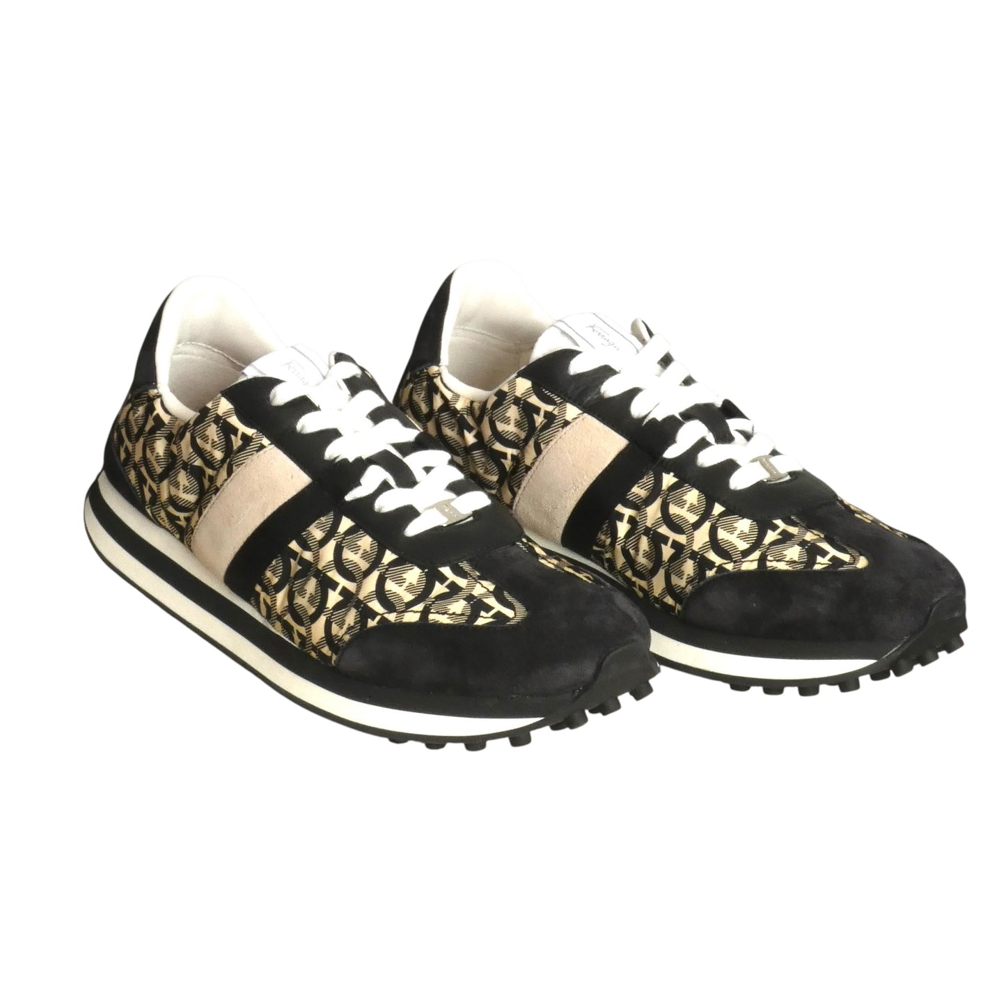 FERRAGAMO- NIB Gancini Nylon & Suede Logo Sneakers, Size 11.5