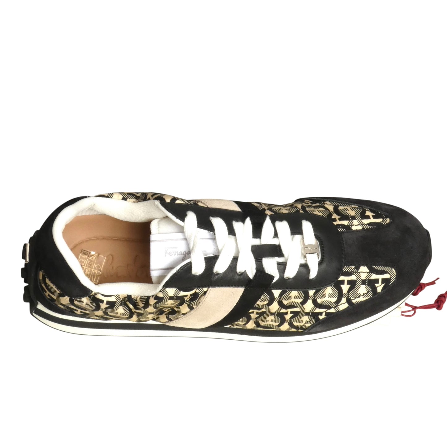 FERRAGAMO- NIB Gancini Nylon & Suede Logo Sneakers, Size 11.5