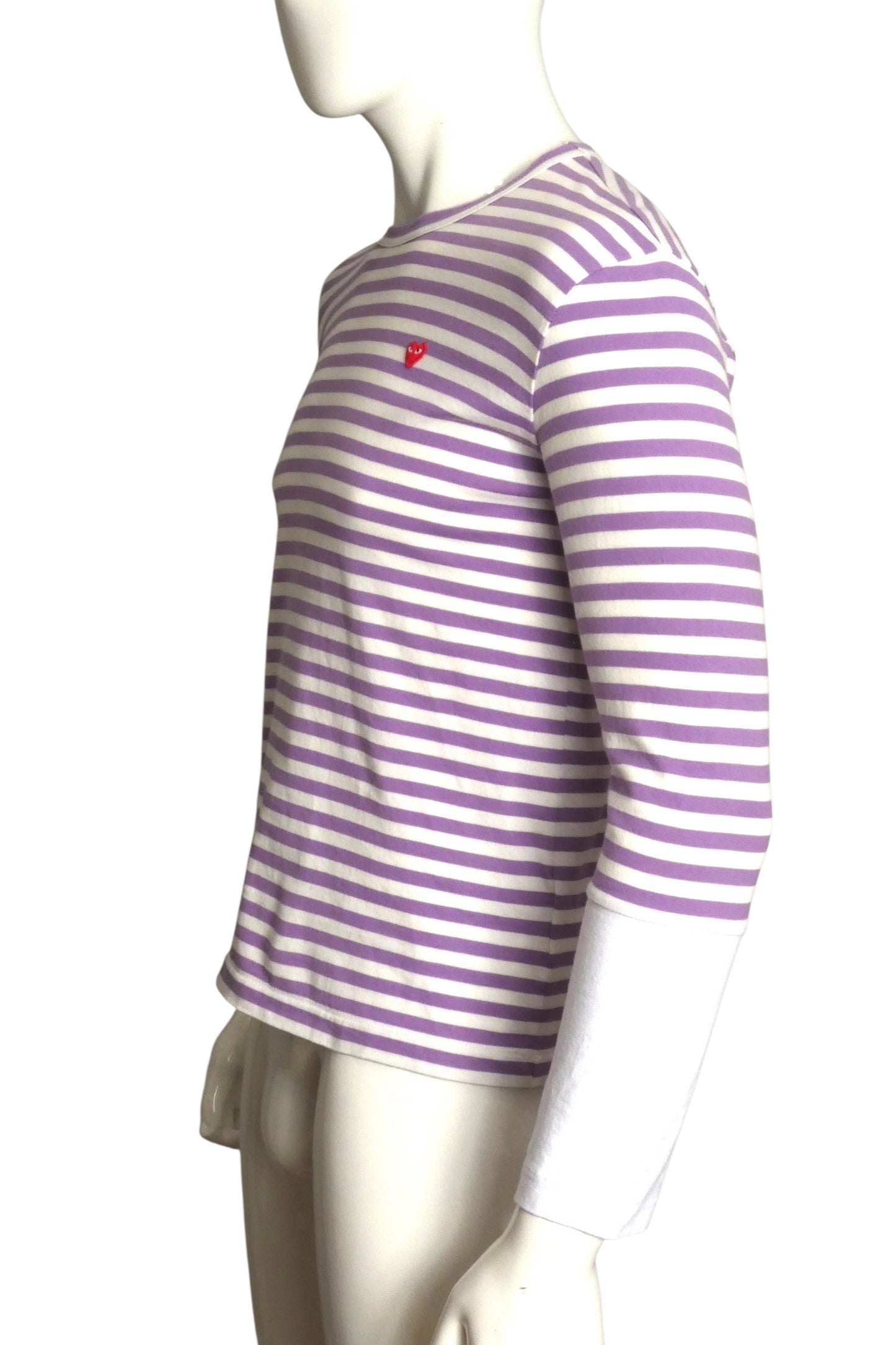 PLAY COMME DES GARCONS- 2021 Purple Stripe L/S T-Shirt, Size Medium